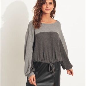 NEW Hollister open back waffle gray shirt medium soft